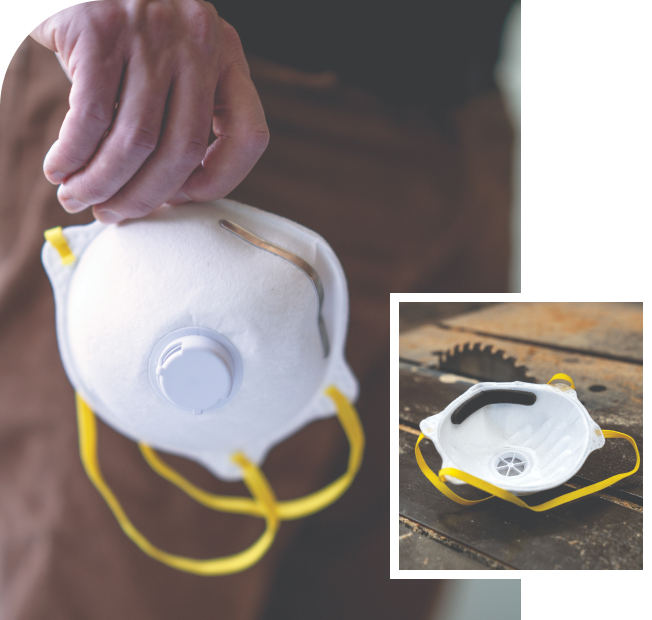 person holding N95 respirator
